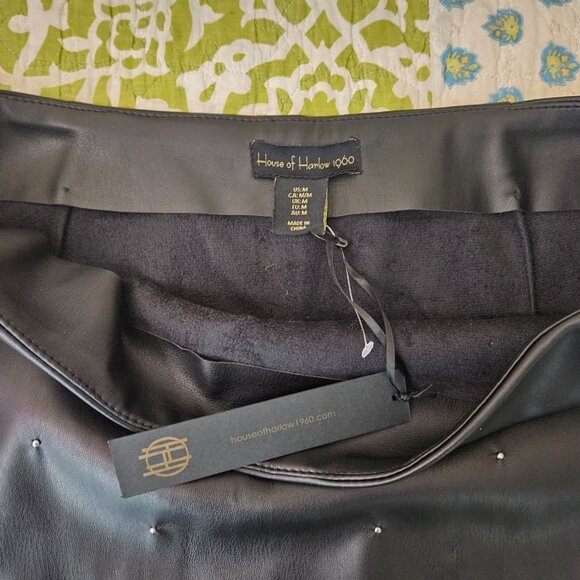 House Of Harlow 1960 Studded Vegan Leather Mini Skirt Women's Size M NEW - Picture 7 of 7